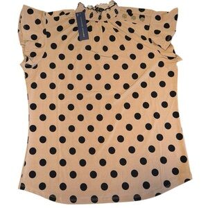 Adrienne Vittadini Polka Dot Ruffle Sleeve Blouse – Size Medium
